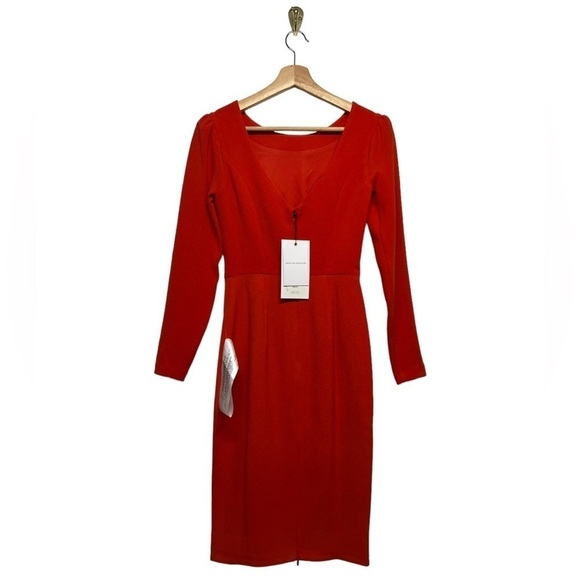 NWT DRESS THE POPULATION Nadia Modern Long Sleeve Dress Poppy - Picture 9 of 12